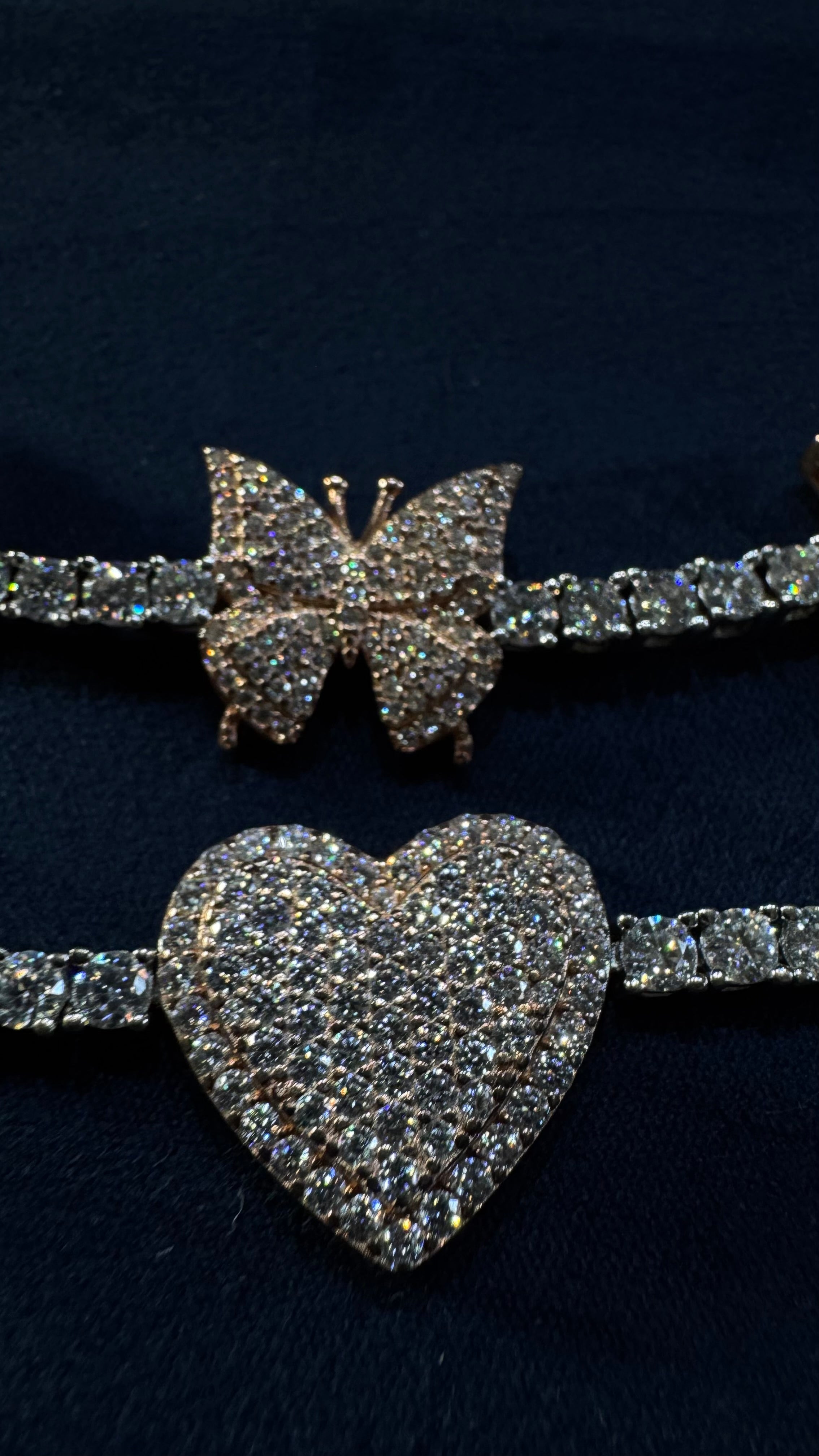 Vvs1 women’s tennis bracelet butterfly/heart